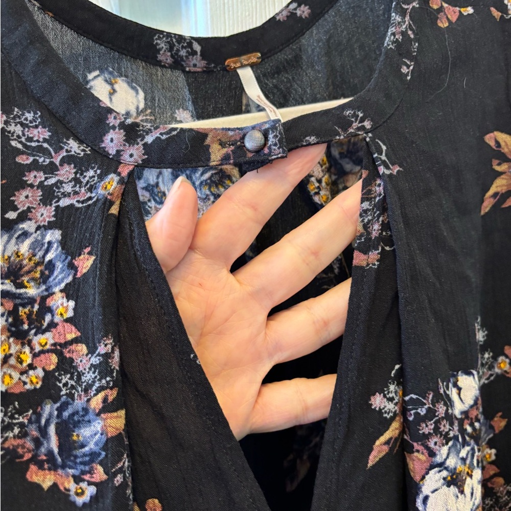 Free People Floral Black Sleeveless Dress Size Large BWOT - Picture 5 of 11